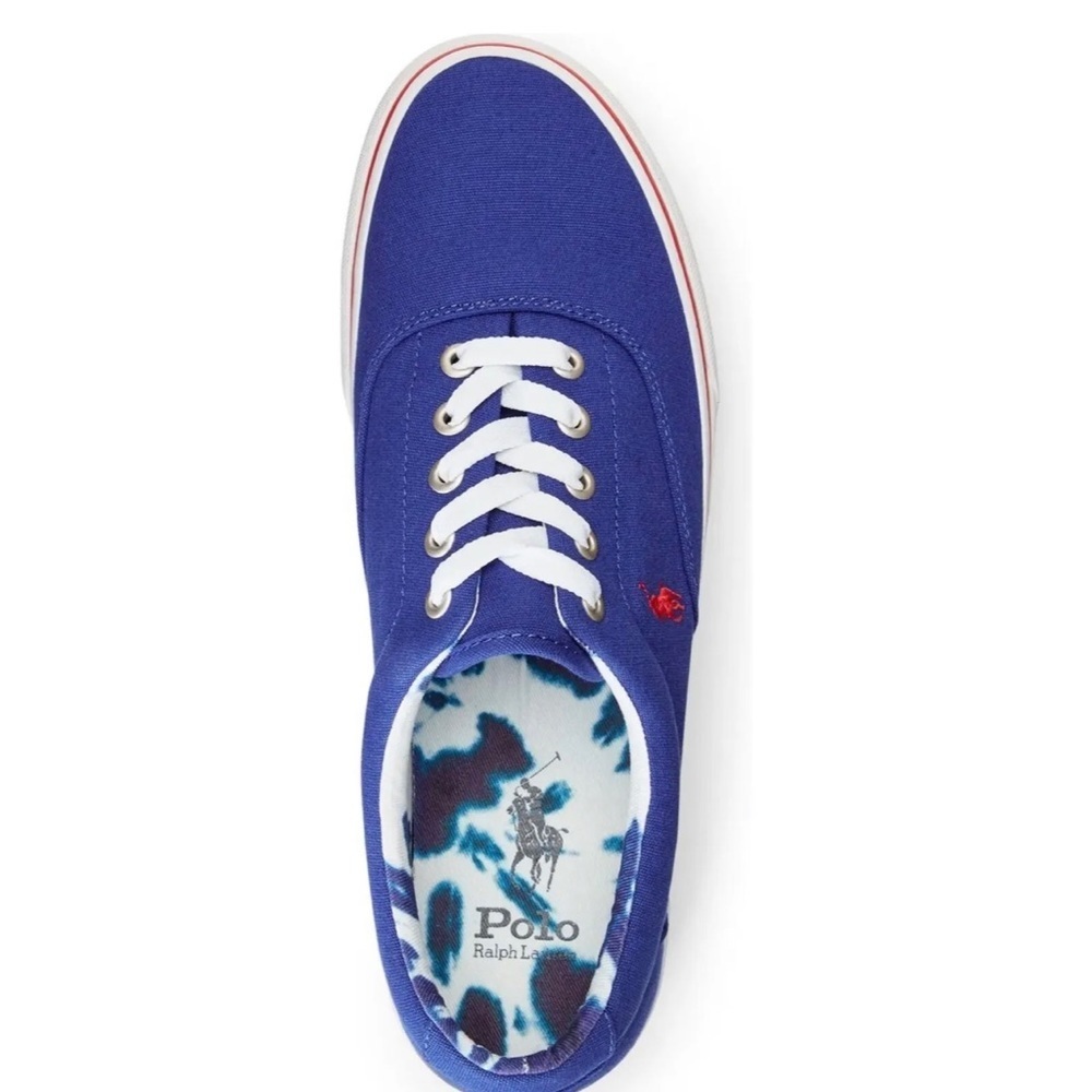 🖤🖤Polo Ralph Lauren Men's Keaton Sneaker Canvas Royal Blue Red - Picture 3 of 5
